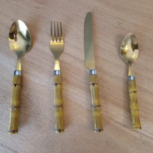 Cubertería 24 piezas Inox Bambú dorado